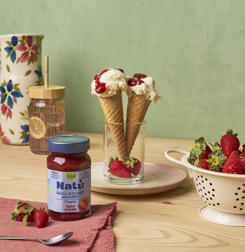 Gelato con Natù Fragole e Yogurt Rigoni di asiago
