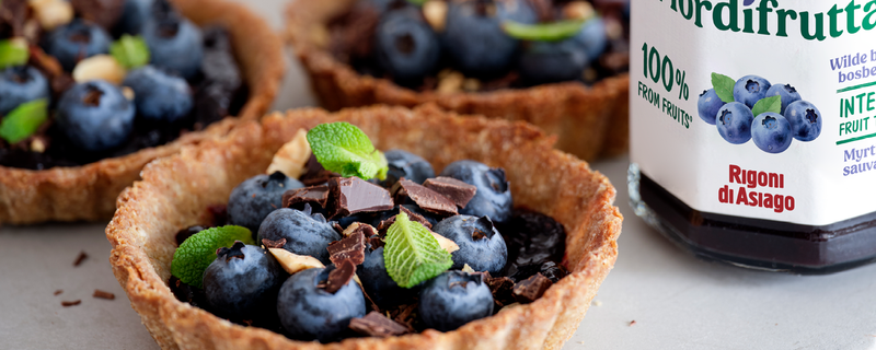 Tartelettes aux myrtilles et au chocolat Rigoni di asiago