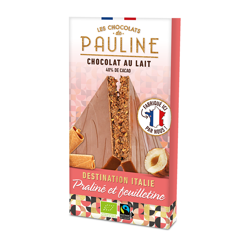 Tavoletta cioccolato al latte ripieno al pralinato e granella di wafer - Rigoni di asiago
